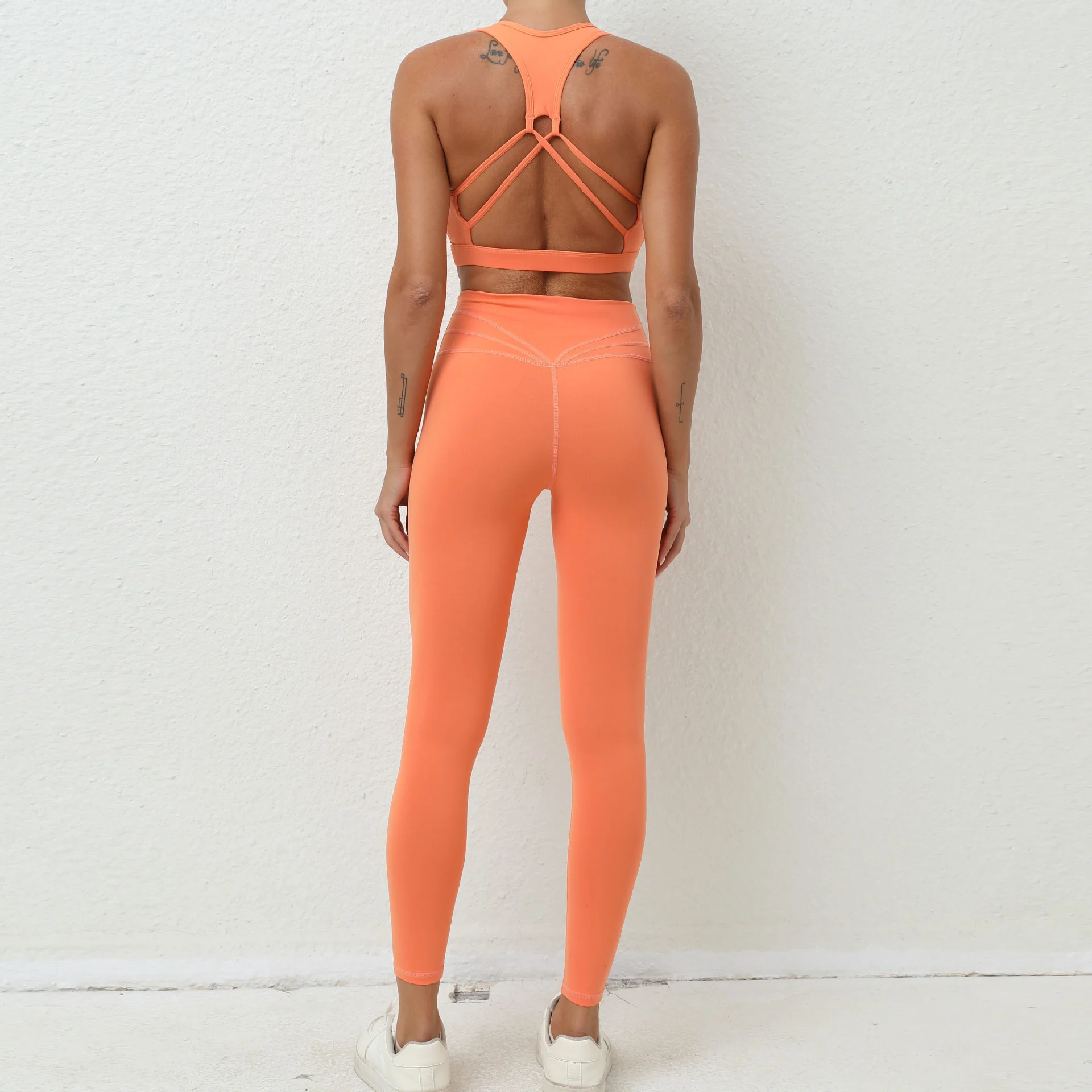 Back nude fitness suit quick drying breathable sports tight suit 6 colors