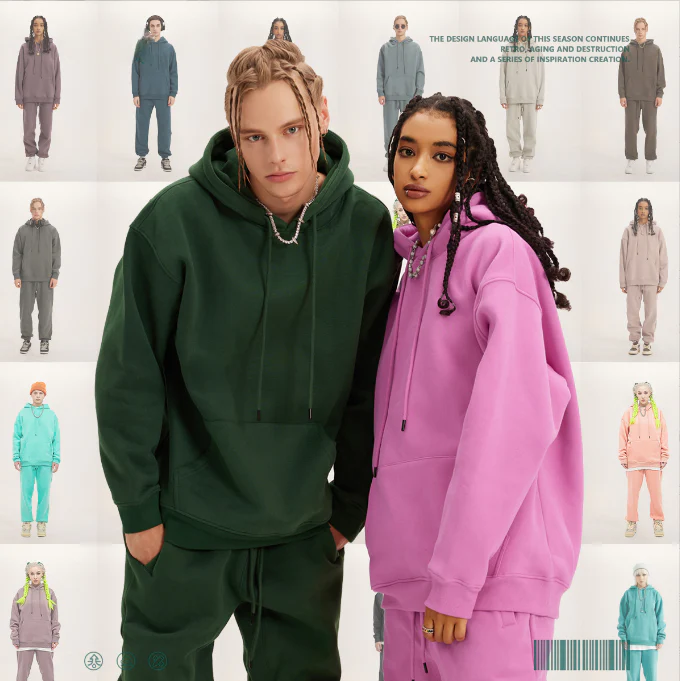 Autumn and winter tide couple plus fleece thick hoodie set 27 colors-20