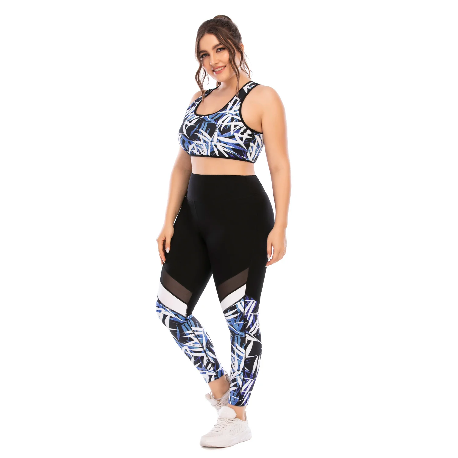 Gym suit plus size yoga skinny Barbie pants sports bra with zip pocket12037+12038