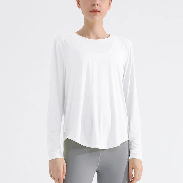 Outdoor yoga top women loose running fitness wear top smock quick dry long sleeve