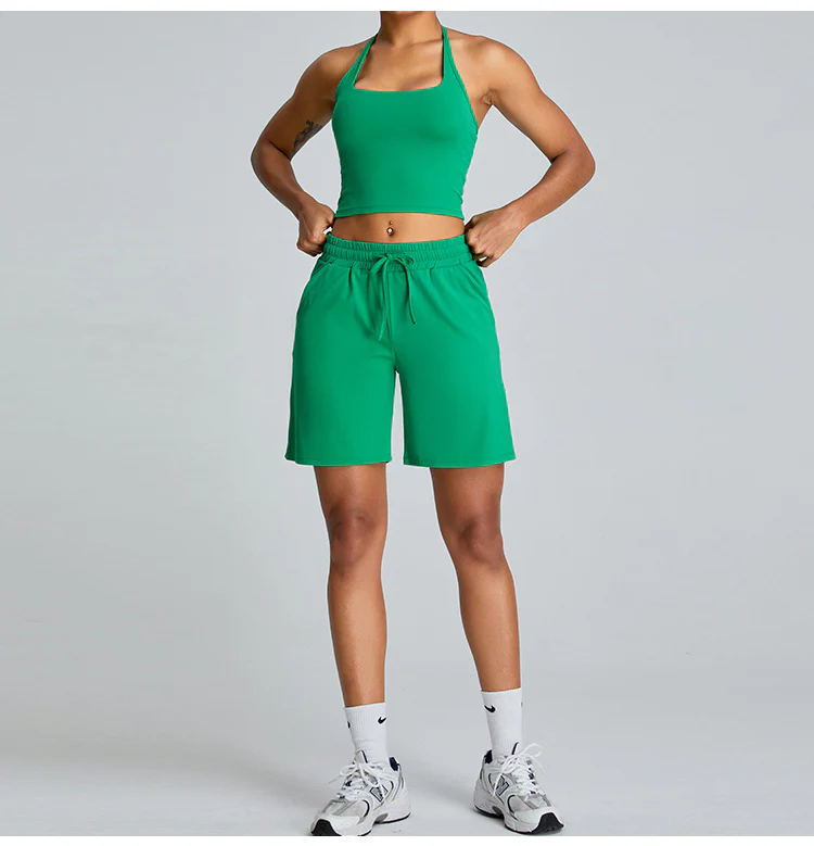 New loose casual drawstring breathable quick drying sports shorts set 4colors
