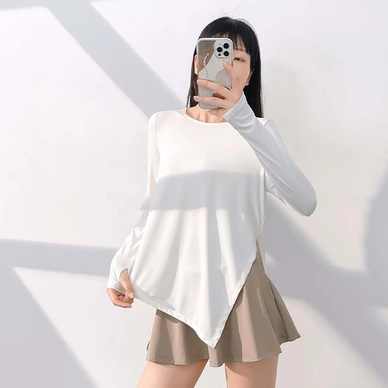 Ice silk cool breathable yoga suit loose split yoga smock
